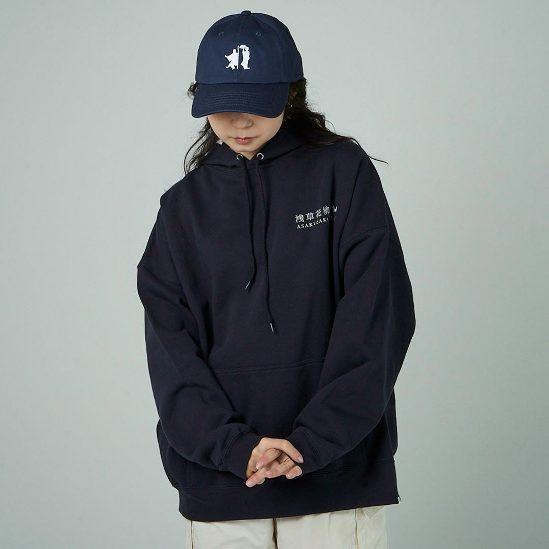 浅草花柳界 GEISHA & HOUKAN LOOSE HOODIE(NAVY)