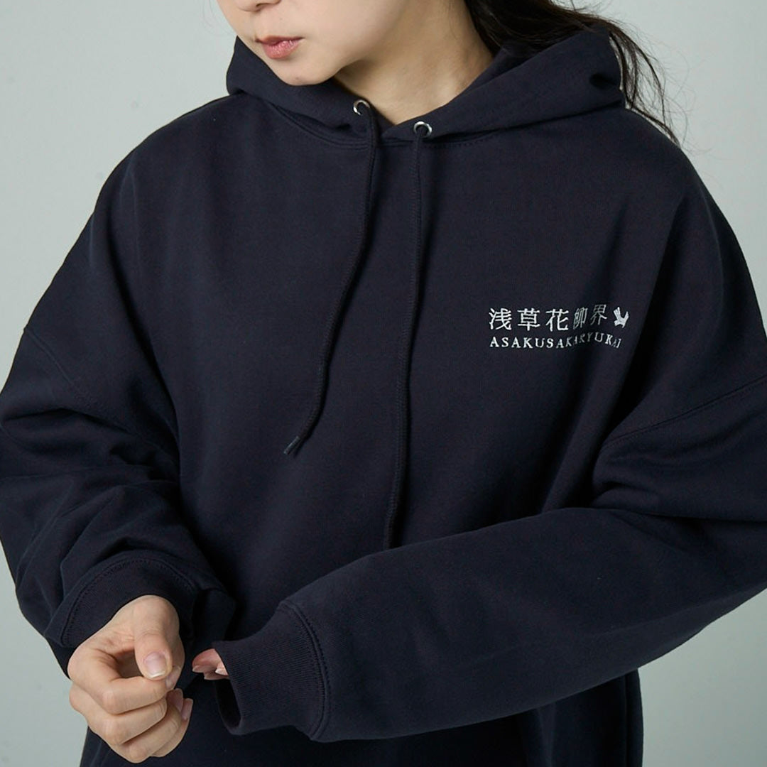 浅草花柳界 GEISHA & HOUKAN LOOSE HOODIE(NAVY)
